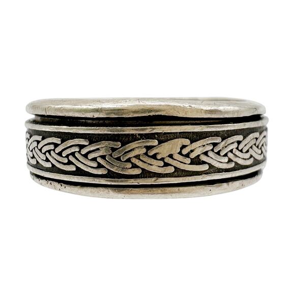 Unknown Other - Vtg Mens Celtic Spinner Ring Sterling Silver Braided 90s Fashion 925 Size 10.25